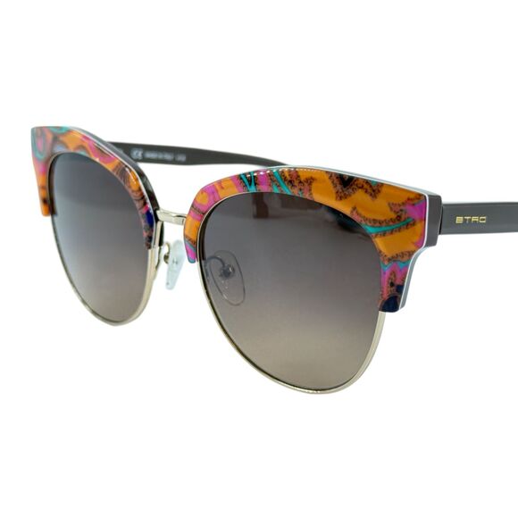 ETRO ET108S Womens Metal Sunglass 800 Orange Paisley 54-18 Brown Gradient Italy main image 5